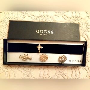 Rare VINTAGE NIB,Guess Black Choker with Gold Accents
